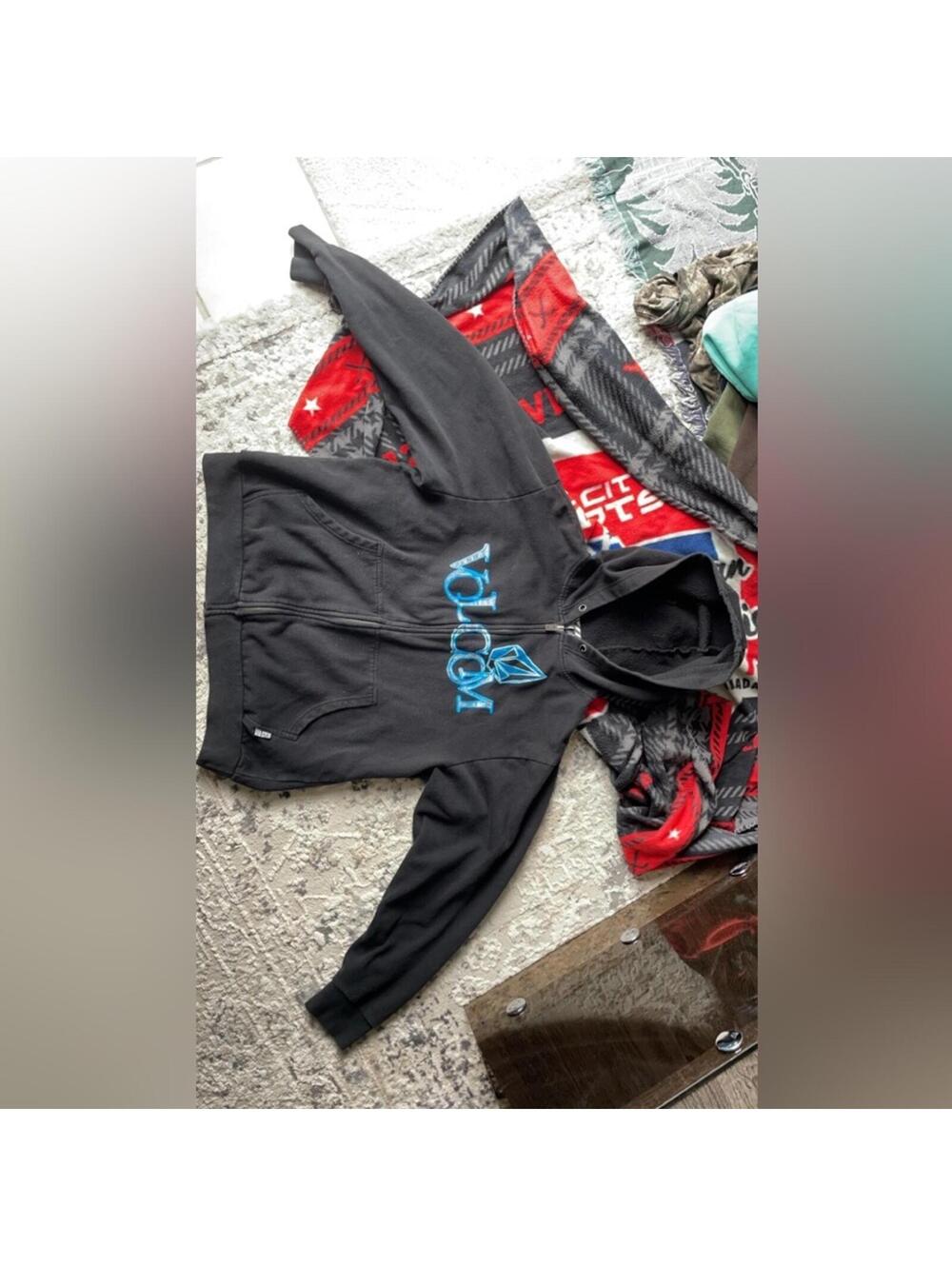 Volcom Black Full Zip Hoodie with Logo Graphic